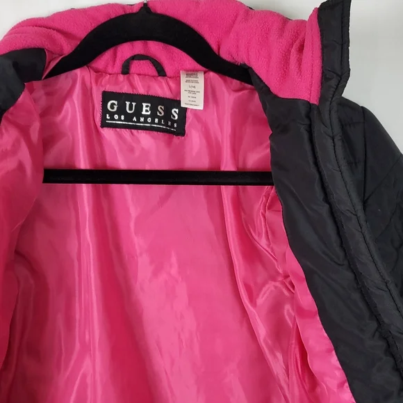 G by Guess Kids Black and Pink Puffer Jacket - Picture 4 of 11